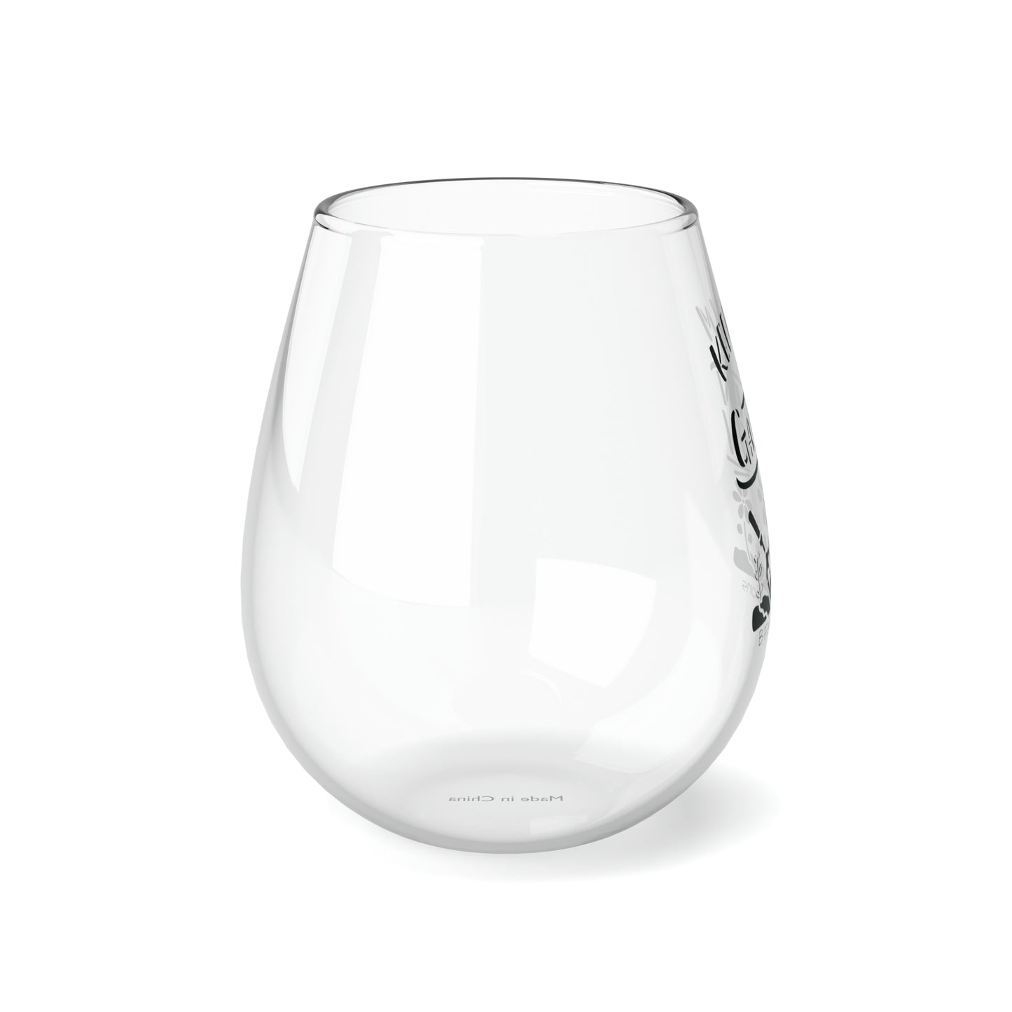 Keep Calm and Garden on Stemless Wine Glass