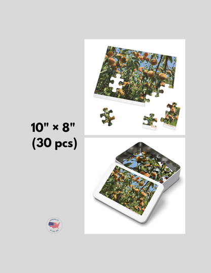 Enjoy hours of fun and relaxation with this peach tree jigsaw puzzle game. Perfect for those who love puzzles and nature enthusiasts. Ideal for gifting during holidays, birthdays, or for a quiet night in.