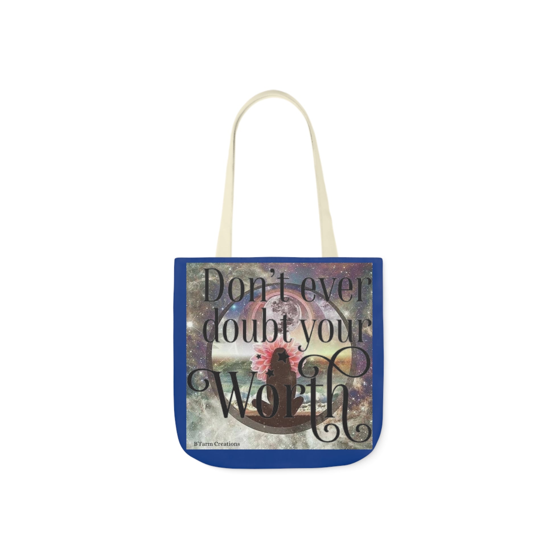 Carry this beautifully crafted tote bag as a daily reminder of your inherent worth and value. Let its sturdy straps support you through your daily adventures, and its spacious interior hold all the essentials you need.