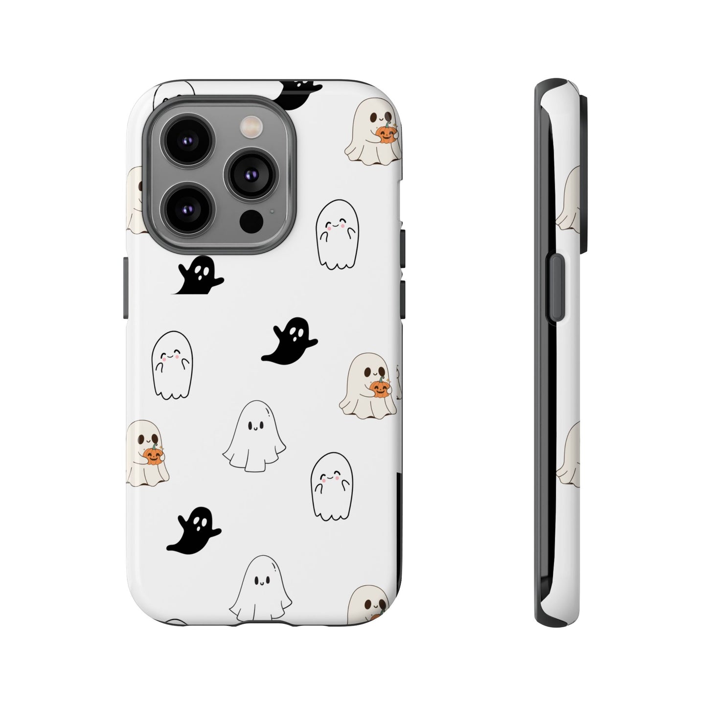 Imagine friendly, whimsical ghosts floating on the back of your device, bringing a smile to your face every time you reach for your phone. This would be a perfect gift to put in those trending boo boxes, as a gift to someone else or even yourself! Get this cute cartoon ghost phone case for your, iPhone, Samsung Galaxy, and Google Pixel devices with premium-quality.