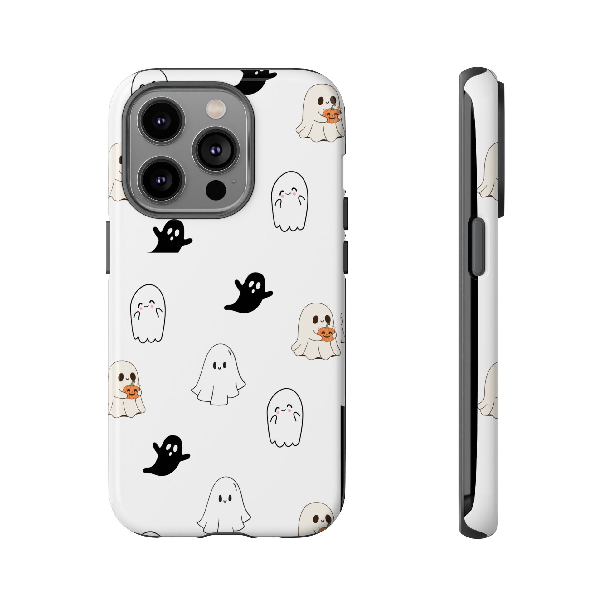 Imagine friendly, whimsical ghosts floating on the back of your device, bringing a smile to your face every time you reach for your phone. This would be a perfect gift to put in those trending boo boxes, as a gift to someone else or even yourself! Get this cute cartoon ghost phone case for your, iPhone, Samsung Galaxy, and Google Pixel devices with premium-quality.