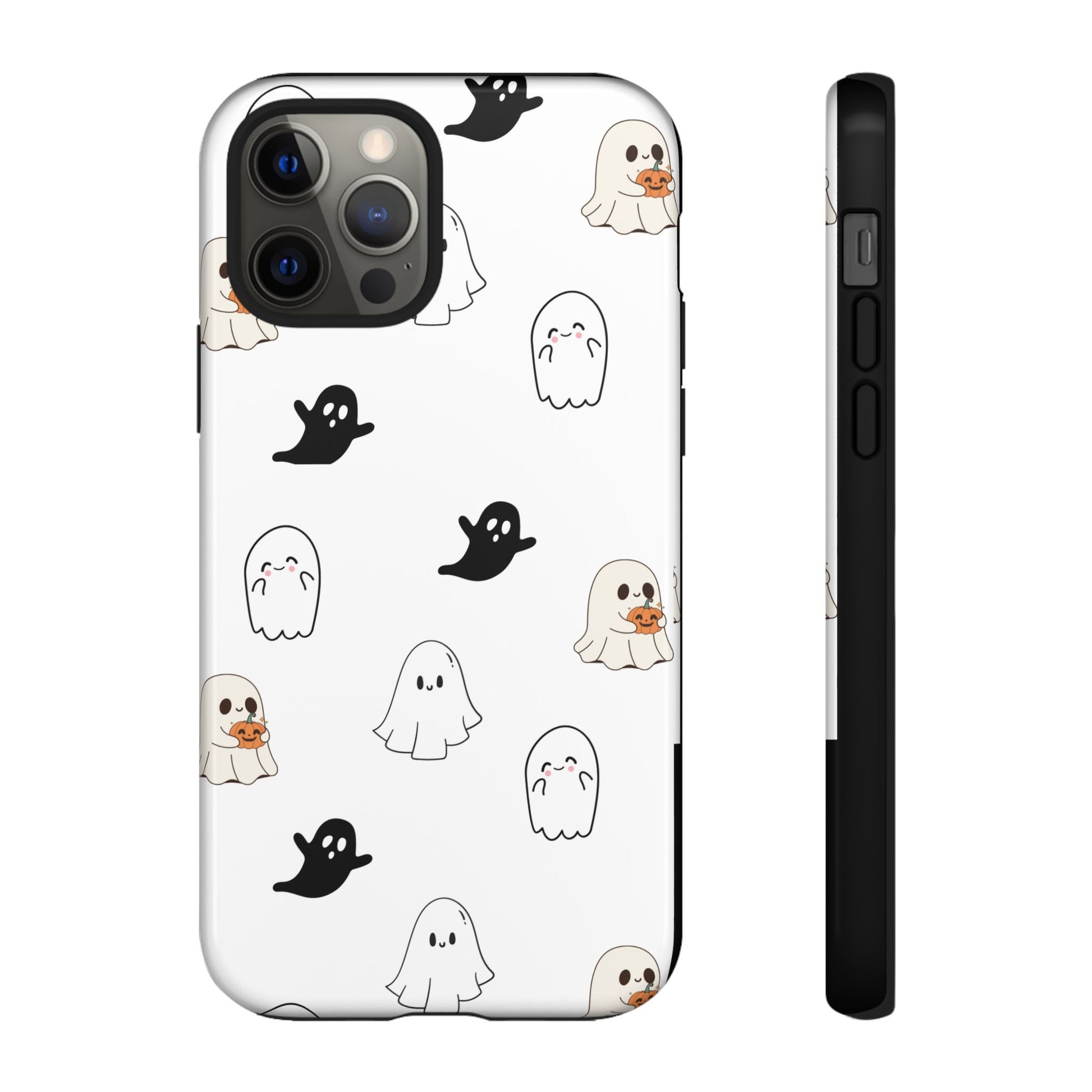 Imagine friendly, whimsical ghosts floating on the back of your device, bringing a smile to your face every time you reach for your phone. This would be a perfect gift to put in those trending boo boxes, as a gift to someone else or even yourself! Get this cute cartoon ghost phone case for your, iPhone, Samsung Galaxy, and Google Pixel devices with premium-quality.