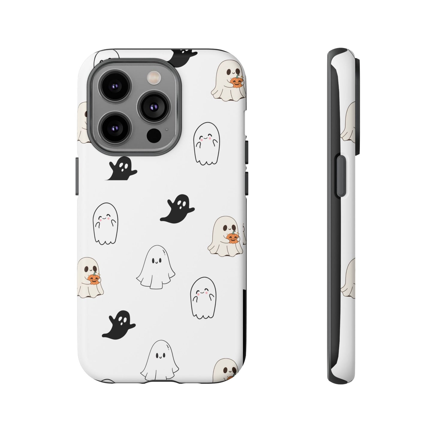 Imagine friendly, whimsical ghosts floating on the back of your device, bringing a smile to your face every time you reach for your phone. This would be a perfect gift to put in those trending boo boxes, as a gift to someone else or even yourself! Get this cute cartoon ghost phone case for your, iPhone, Samsung Galaxy, and Google Pixel devices with premium-quality.