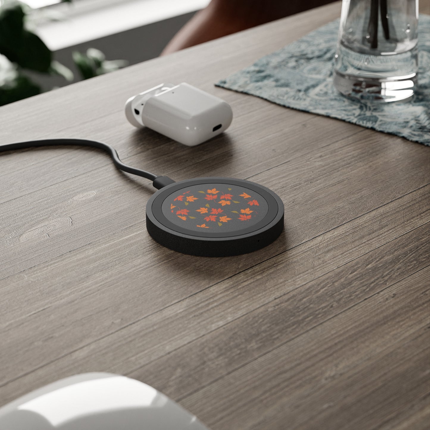 This wireless charger is perfect for electronics, it features a design of Fall Leaves falling, giving a cozy and warm vibe, perfect for the autumn season. It is ideal for those who love nature-inspired designs and want a convenient way to charge their smartphones wireless. Great for tech-savvy individuals or nature lovers celebrating the fall season.