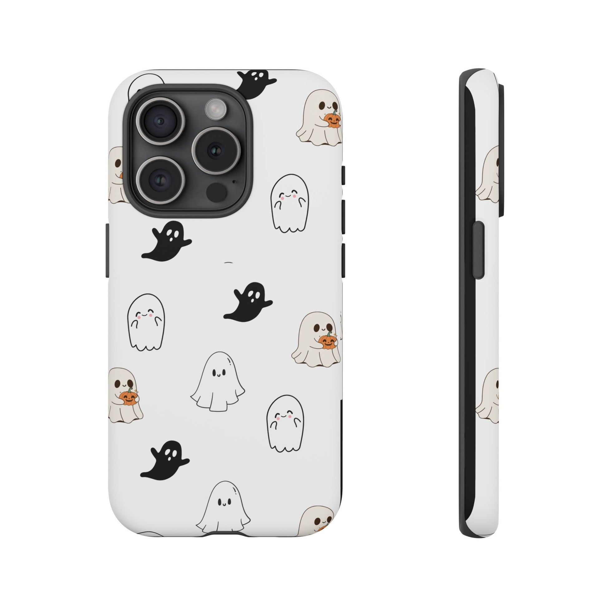 Imagine friendly, whimsical ghosts floating on the back of your device, bringing a smile to your face every time you reach for your phone. This would be a perfect gift to put in those trending boo boxes, as a gift to someone else or even yourself! Get this cute cartoon ghost phone case for your, iPhone, Samsung Galaxy, and Google Pixel devices with premium-quality.