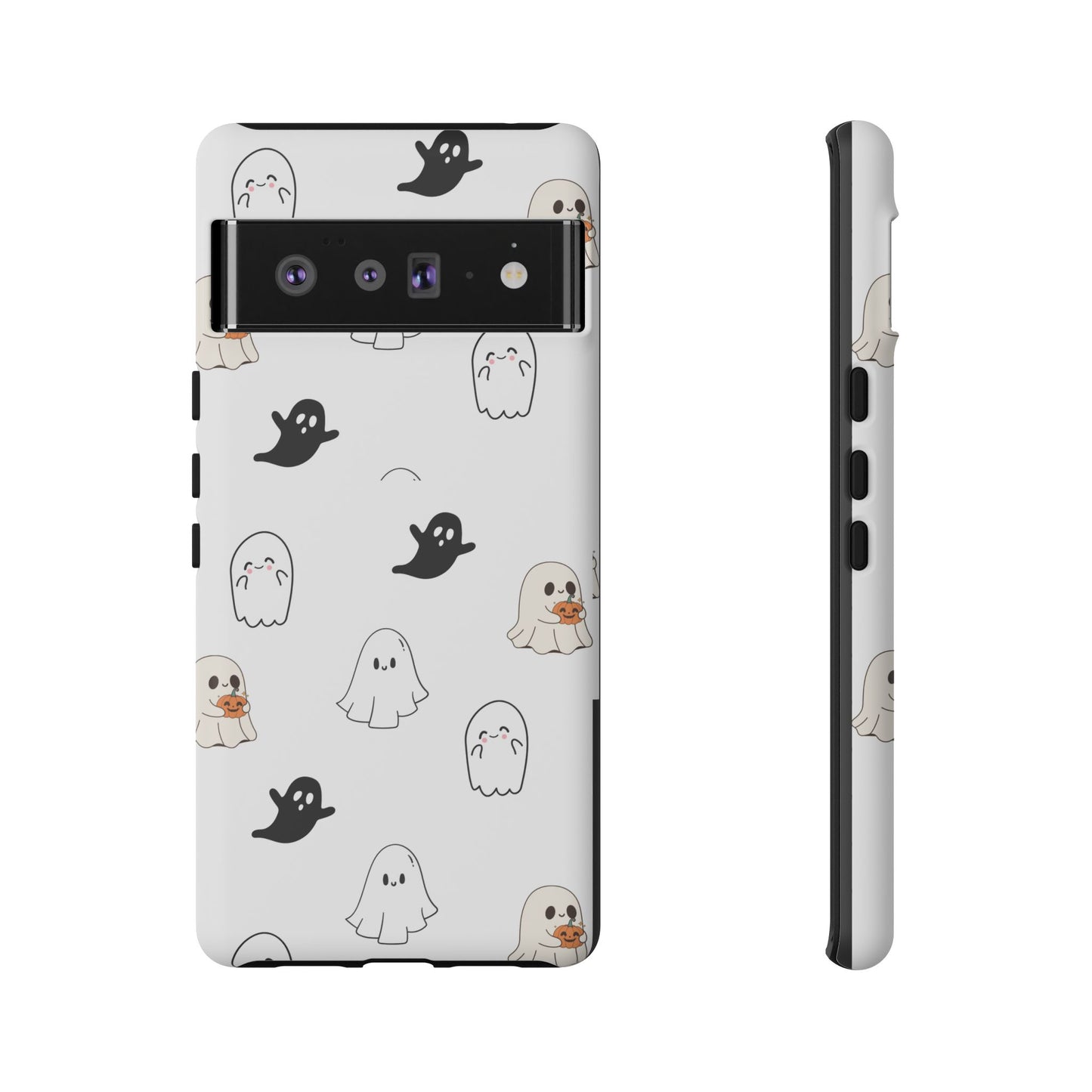 Imagine friendly, whimsical ghosts floating on the back of your device, bringing a smile to your face every time you reach for your phone. This would be a perfect gift to put in those trending boo boxes, as a gift to someone else or even yourself! Get this cute cartoon ghost phone case for your, iPhone, Samsung Galaxy, and Google Pixel devices with premium-quality.