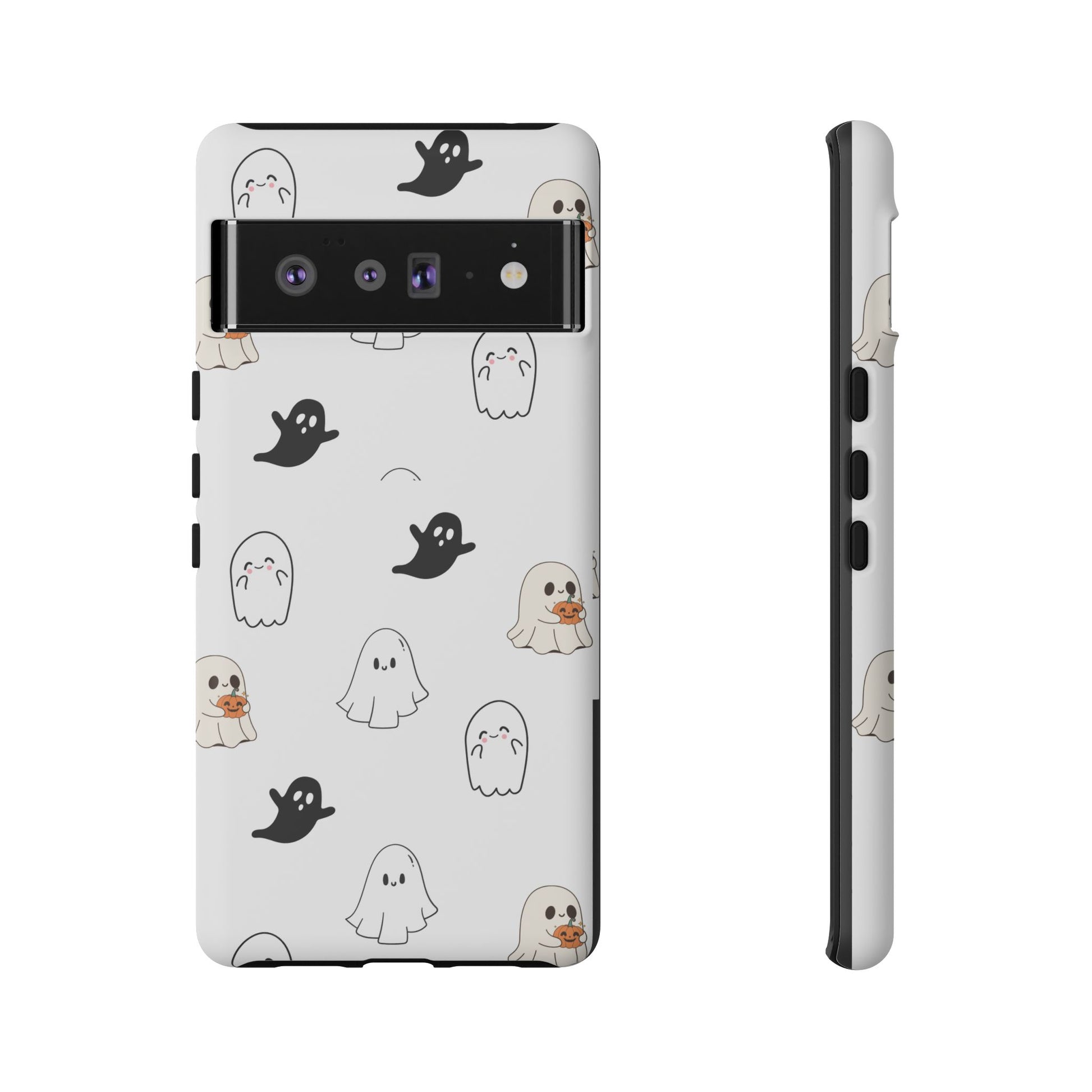 Imagine friendly, whimsical ghosts floating on the back of your device, bringing a smile to your face every time you reach for your phone. This would be a perfect gift to put in those trending boo boxes, as a gift to someone else or even yourself! Get this cute cartoon ghost phone case for your, iPhone, Samsung Galaxy, and Google Pixel devices with premium-quality.