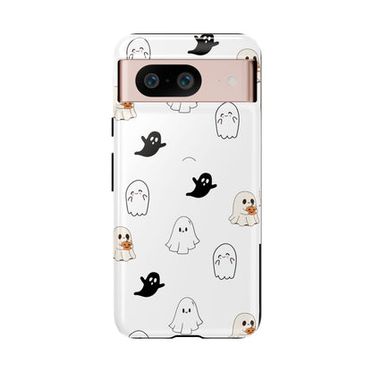 Imagine friendly, whimsical ghosts floating on the back of your device, bringing a smile to your face every time you reach for your phone. This would be a perfect gift to put in those trending boo boxes, as a gift to someone else or even yourself! Get this cute cartoon ghost phone case for your, iPhone, Samsung Galaxy, and Google Pixel devices with premium-quality.