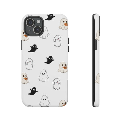 Imagine friendly, whimsical ghosts floating on the back of your device, bringing a smile to your face every time you reach for your phone. This would be a perfect gift to put in those trending boo boxes, as a gift to someone else or even yourself! Get this cute cartoon ghost phone case for your, iPhone, Samsung Galaxy, and Google Pixel devices with premium-quality.