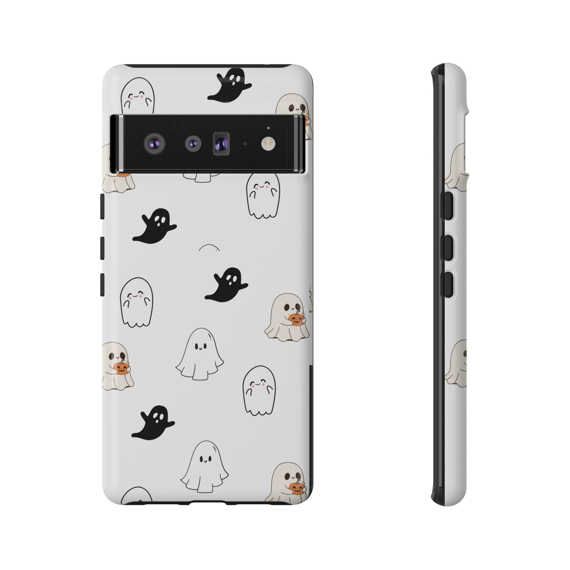 Imagine friendly, whimsical ghosts floating on the back of your device, bringing a smile to your face every time you reach for your phone. This would be a perfect gift to put in those trending boo boxes, as a gift to someone else or even yourself! Get this cute cartoon ghost phone case for your, iPhone, Samsung Galaxy, and Google Pixel devices with premium-quality.