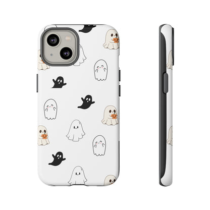 Imagine friendly, whimsical ghosts floating on the back of your device, bringing a smile to your face every time you reach for your phone. This would be a perfect gift to put in those trending boo boxes, as a gift to someone else or even yourself! Get this cute cartoon ghost phone case for your, iPhone, Samsung Galaxy, and Google Pixel devices with premium-quality.