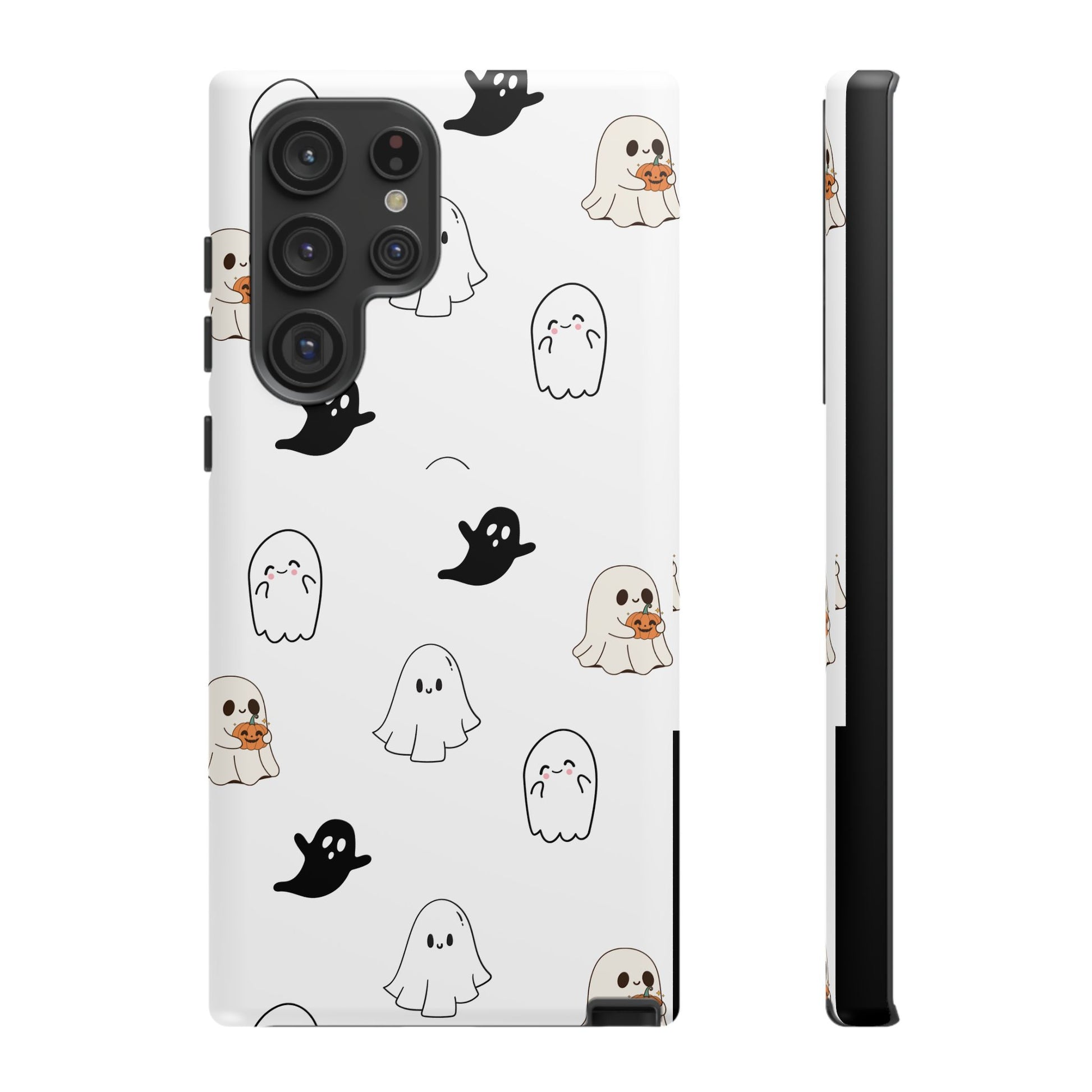 Imagine friendly, whimsical ghosts floating on the back of your device, bringing a smile to your face every time you reach for your phone. This would be a perfect gift to put in those trending boo boxes, as a gift to someone else or even yourself! Get this cute cartoon ghost phone case for your, iPhone, Samsung Galaxy, and Google Pixel devices with premium-quality.