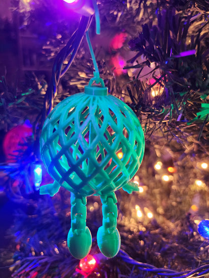 3D Printed Christmas Ornament Green Christmas Ball with Legs