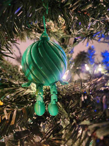 3D Printed Christmas Ornament Green Christmas Ball with Legs