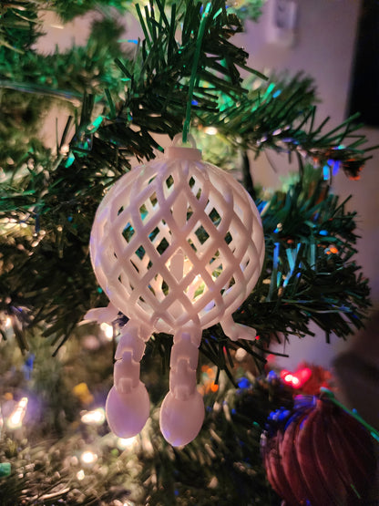 3D Printed Christmas Ornament White Christmas Ball with Legs
