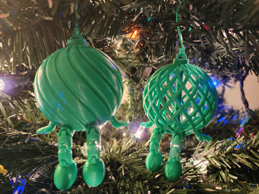 3D Printed Christmas Ornament Green Christmas Ball with Legs