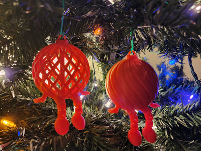 3D Printed Christmas Ornament Red Christmas Ball with Leg
