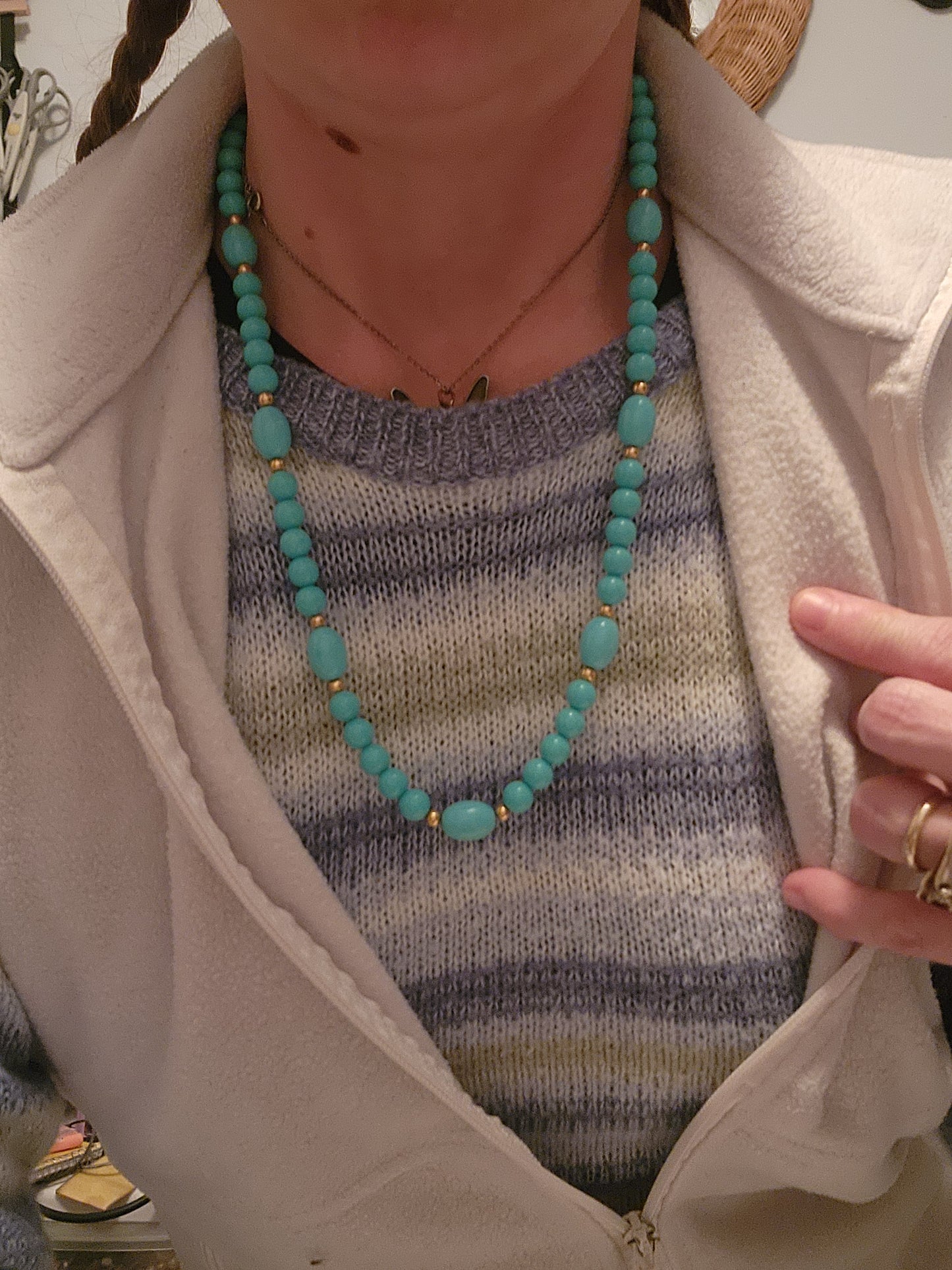 Blue and Gold Country Chic Necklace