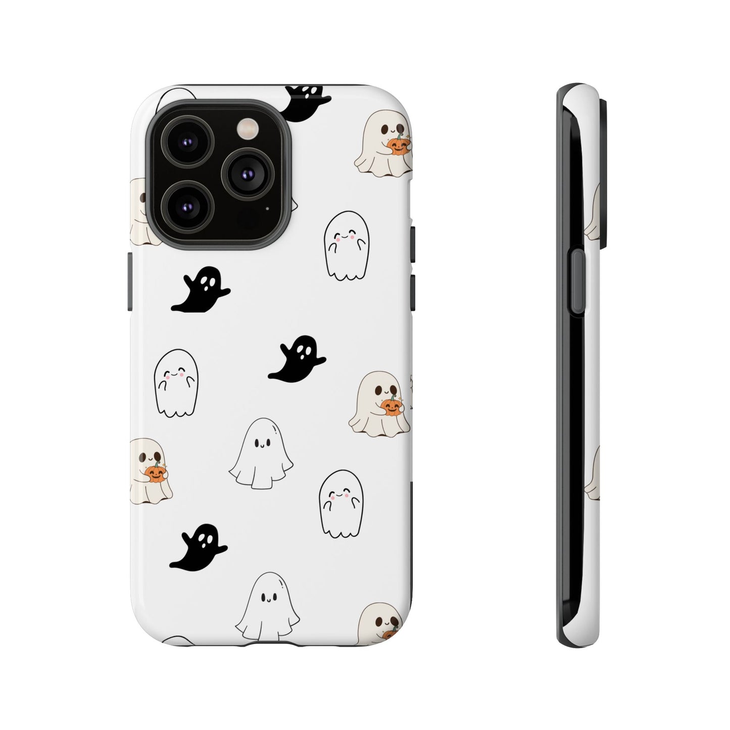 Imagine friendly, whimsical ghosts floating on the back of your device, bringing a smile to your face every time you reach for your phone. This would be a perfect gift to put in those trending boo boxes, as a gift to someone else or even yourself! Get this cute cartoon ghost phone case for your, iPhone, Samsung Galaxy, and Google Pixel devices with premium-quality.