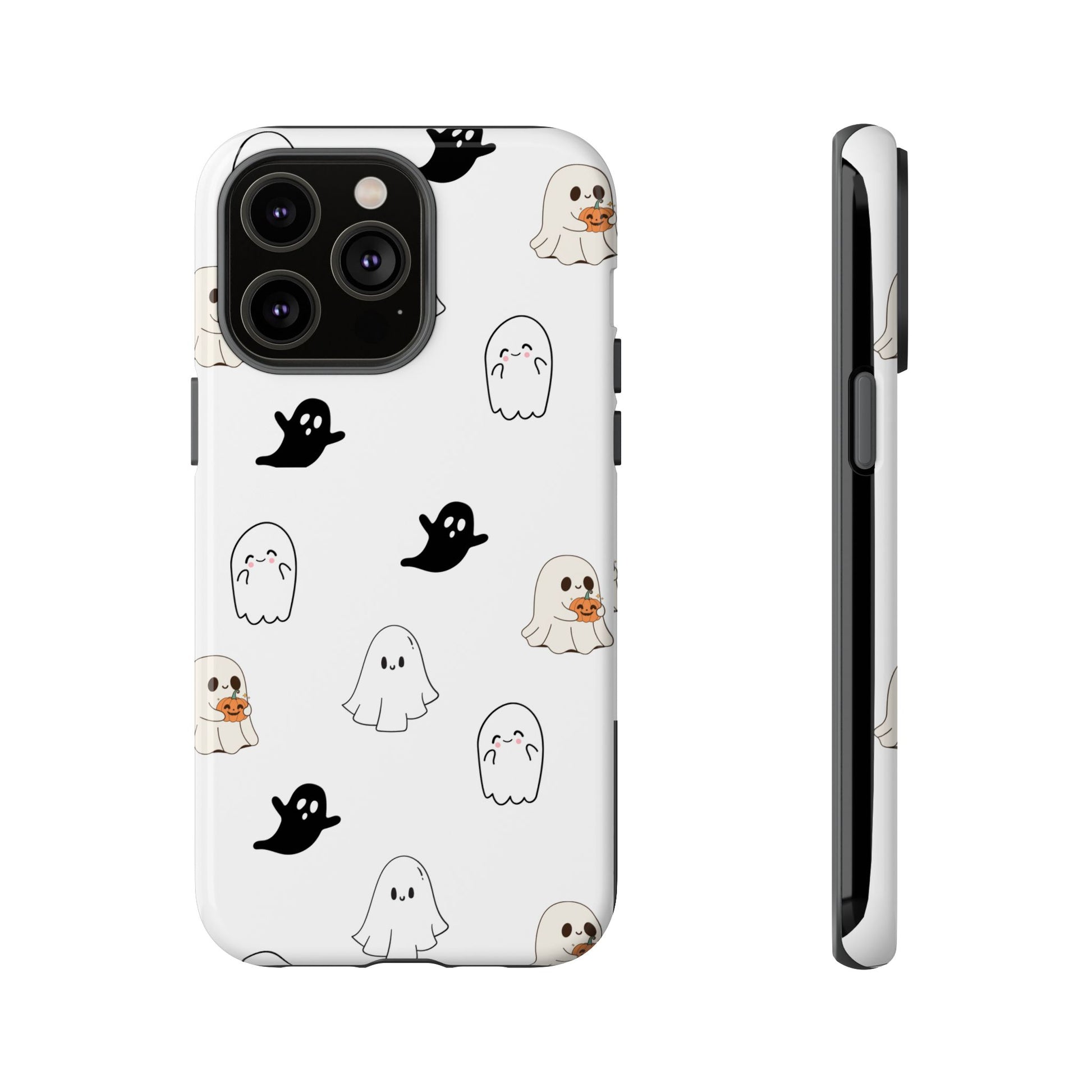 Imagine friendly, whimsical ghosts floating on the back of your device, bringing a smile to your face every time you reach for your phone. This would be a perfect gift to put in those trending boo boxes, as a gift to someone else or even yourself! Get this cute cartoon ghost phone case for your, iPhone, Samsung Galaxy, and Google Pixel devices with premium-quality.
