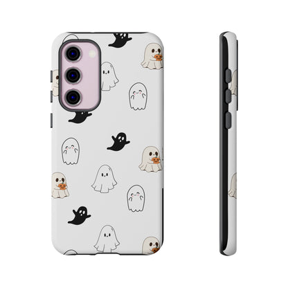 Imagine friendly, whimsical ghosts floating on the back of your device, bringing a smile to your face every time you reach for your phone. This would be a perfect gift to put in those trending boo boxes, as a gift to someone else or even yourself! Get this cute cartoon ghost phone case for your, iPhone, Samsung Galaxy, and Google Pixel devices with premium-quality.