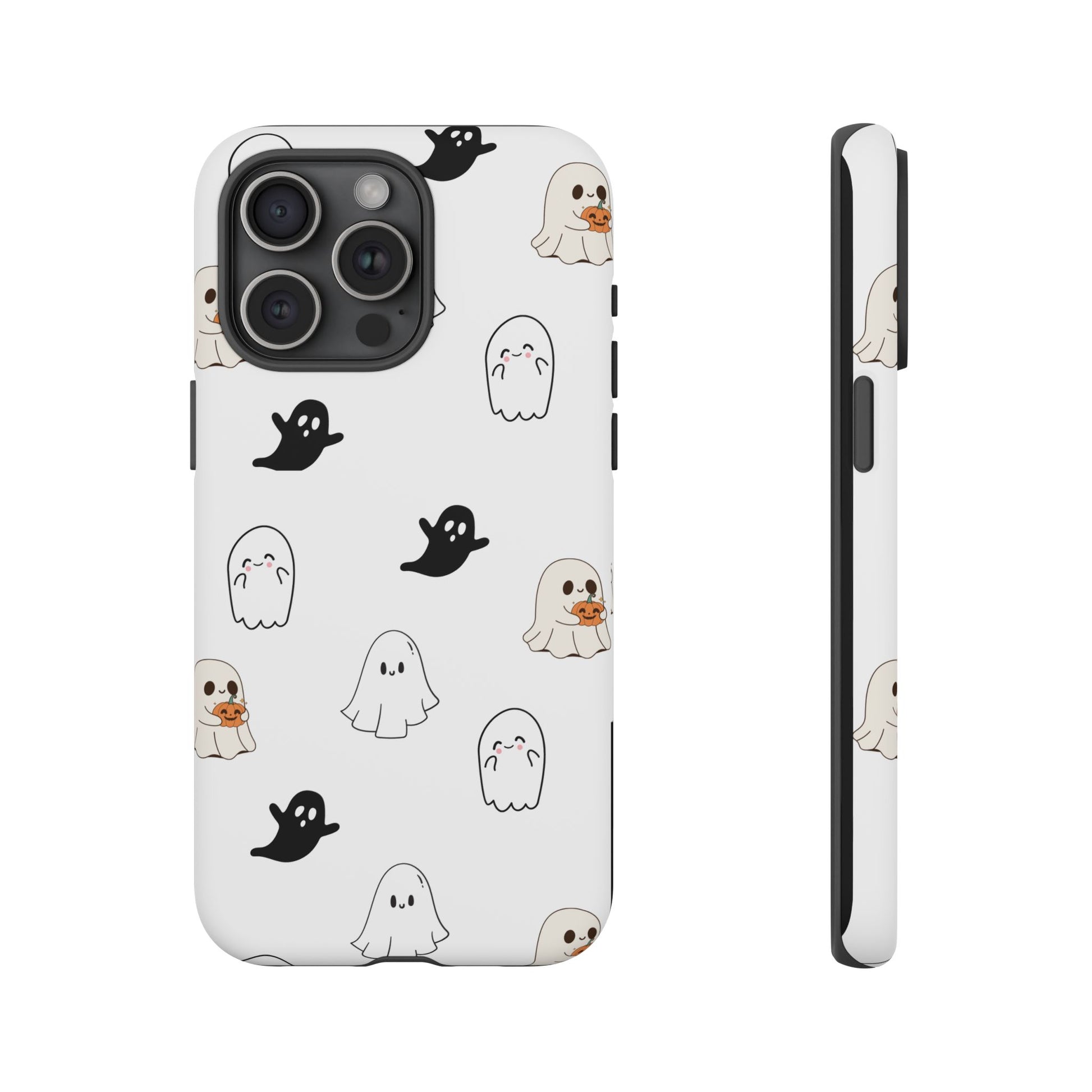 Imagine friendly, whimsical ghosts floating on the back of your device, bringing a smile to your face every time you reach for your phone. This would be a perfect gift to put in those trending boo boxes, as a gift to someone else or even yourself! Get this cute cartoon ghost phone case for your, iPhone, Samsung Galaxy, and Google Pixel devices with premium-quality.