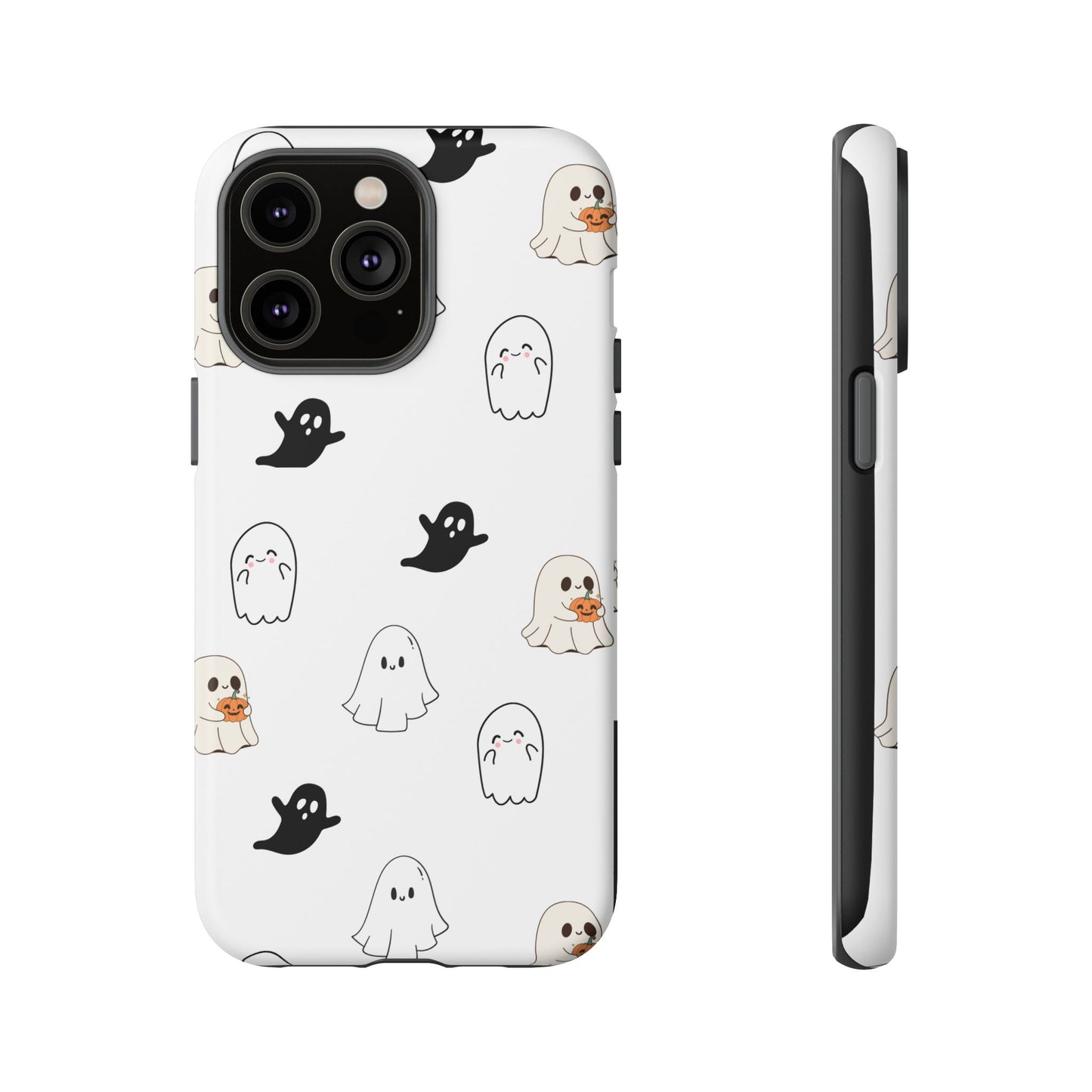 Imagine friendly, whimsical ghosts floating on the back of your device, bringing a smile to your face every time you reach for your phone. This would be a perfect gift to put in those trending boo boxes, as a gift to someone else or even yourself! Get this cute cartoon ghost phone case for your, iPhone, Samsung Galaxy, and Google Pixel devices with premium-quality.