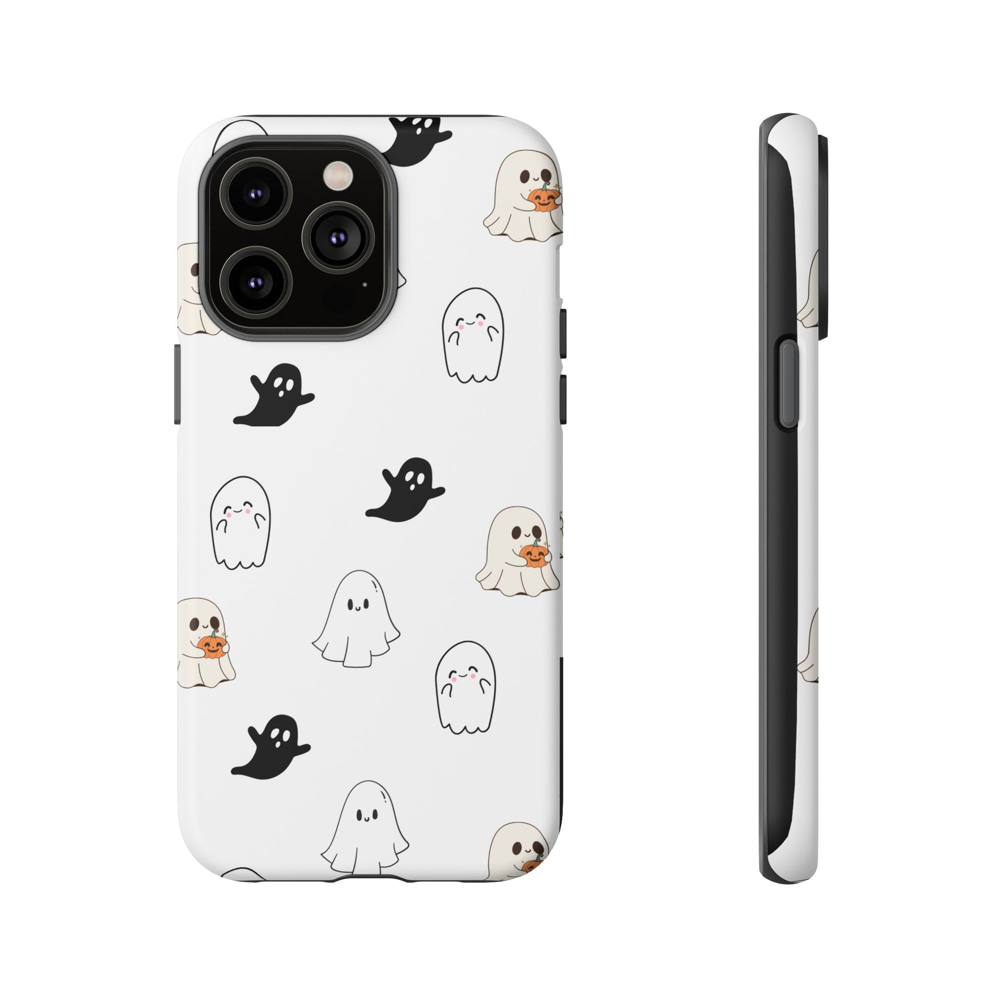 Imagine friendly, whimsical ghosts floating on the back of your device, bringing a smile to your face every time you reach for your phone. This would be a perfect gift to put in those trending boo boxes, as a gift to someone else or even yourself! Get this cute cartoon ghost phone case for your, iPhone, Samsung Galaxy, and Google Pixel devices with premium-quality.