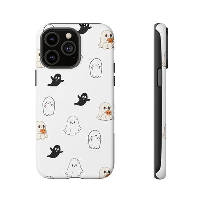 Imagine friendly, whimsical ghosts floating on the back of your device, bringing a smile to your face every time you reach for your phone. This would be a perfect gift to put in those trending boo boxes, as a gift to someone else or even yourself! Get this cute cartoon ghost phone case for your, iPhone, Samsung Galaxy, and Google Pixel devices with premium-quality.