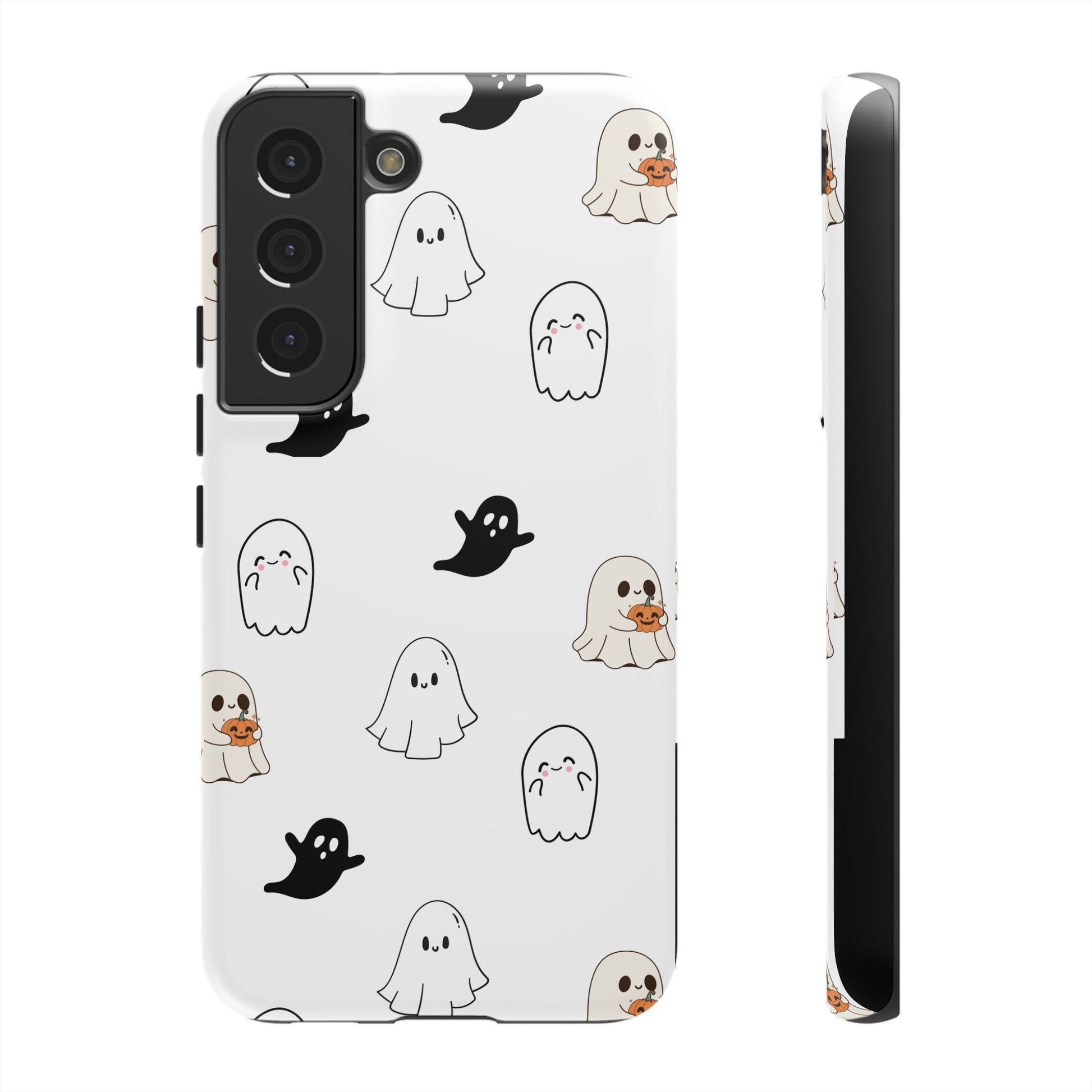 Imagine friendly, whimsical ghosts floating on the back of your device, bringing a smile to your face every time you reach for your phone. This would be a perfect gift to put in those trending boo boxes, as a gift to someone else or even yourself! Get this cute cartoon ghost phone case for your, iPhone, Samsung Galaxy, and Google Pixel devices with premium-quality.