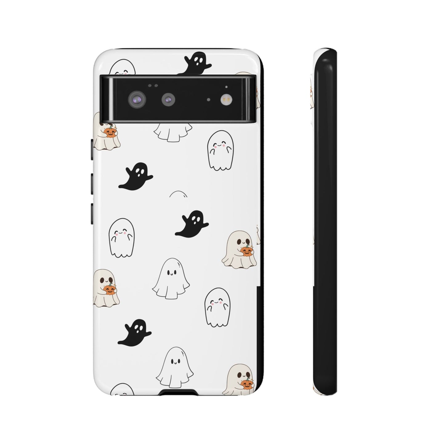 Imagine friendly, whimsical ghosts floating on the back of your device, bringing a smile to your face every time you reach for your phone. This would be a perfect gift to put in those trending boo boxes, as a gift to someone else or even yourself! Get this cute cartoon ghost phone case for your, iPhone, Samsung Galaxy, and Google Pixel devices with premium-quality.