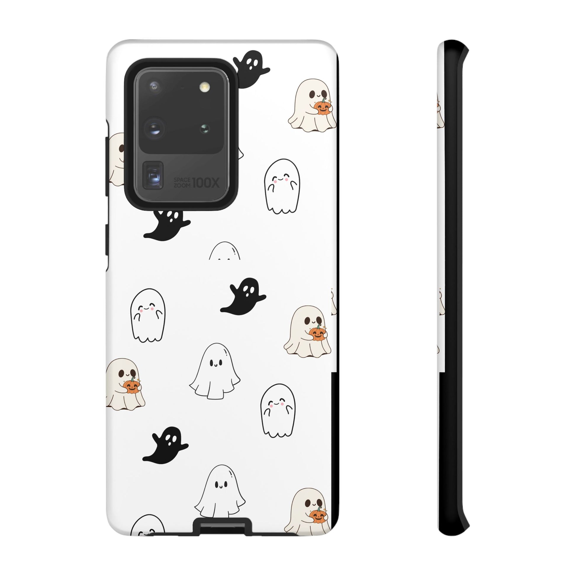 Imagine friendly, whimsical ghosts floating on the back of your device, bringing a smile to your face every time you reach for your phone. This would be a perfect gift to put in those trending boo boxes, as a gift to someone else or even yourself! Get this cute cartoon ghost phone case for your, iPhone, Samsung Galaxy, and Google Pixel devices with premium-quality.