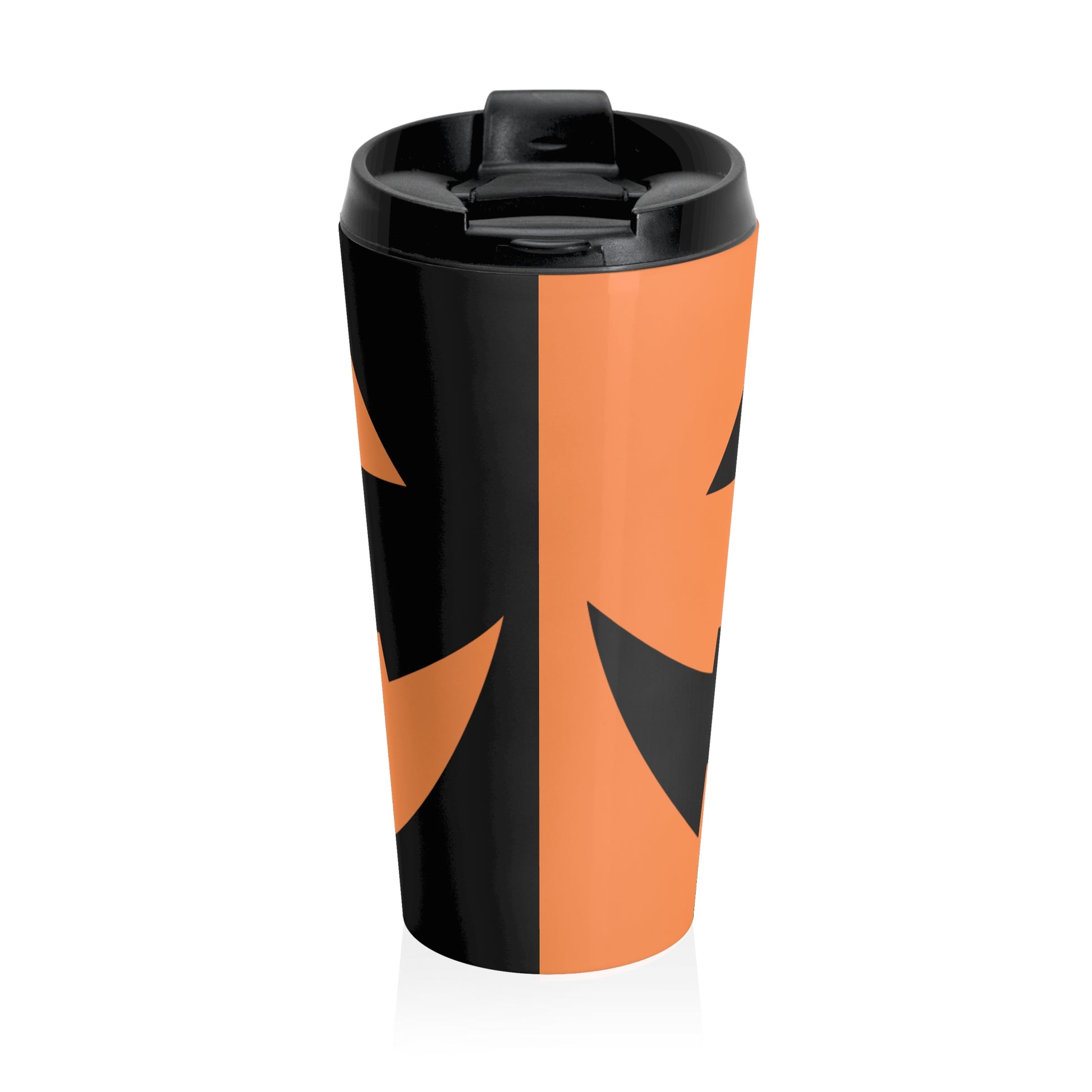 This Halloween Jack o Lantern Stainless Steel Travel Mug exudes spooky vibes, making it perfect for Halloween enthusiasts.