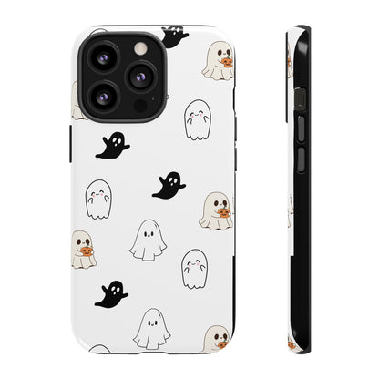 Imagine friendly, whimsical ghosts floating on the back of your device, bringing a smile to your face every time you reach for your phone. This would be a perfect gift to put in those trending boo boxes, as a gift to someone else or even yourself! Get this cute cartoon ghost phone case for your, iPhone, Samsung Galaxy, and Google Pixel devices with premium-quality.