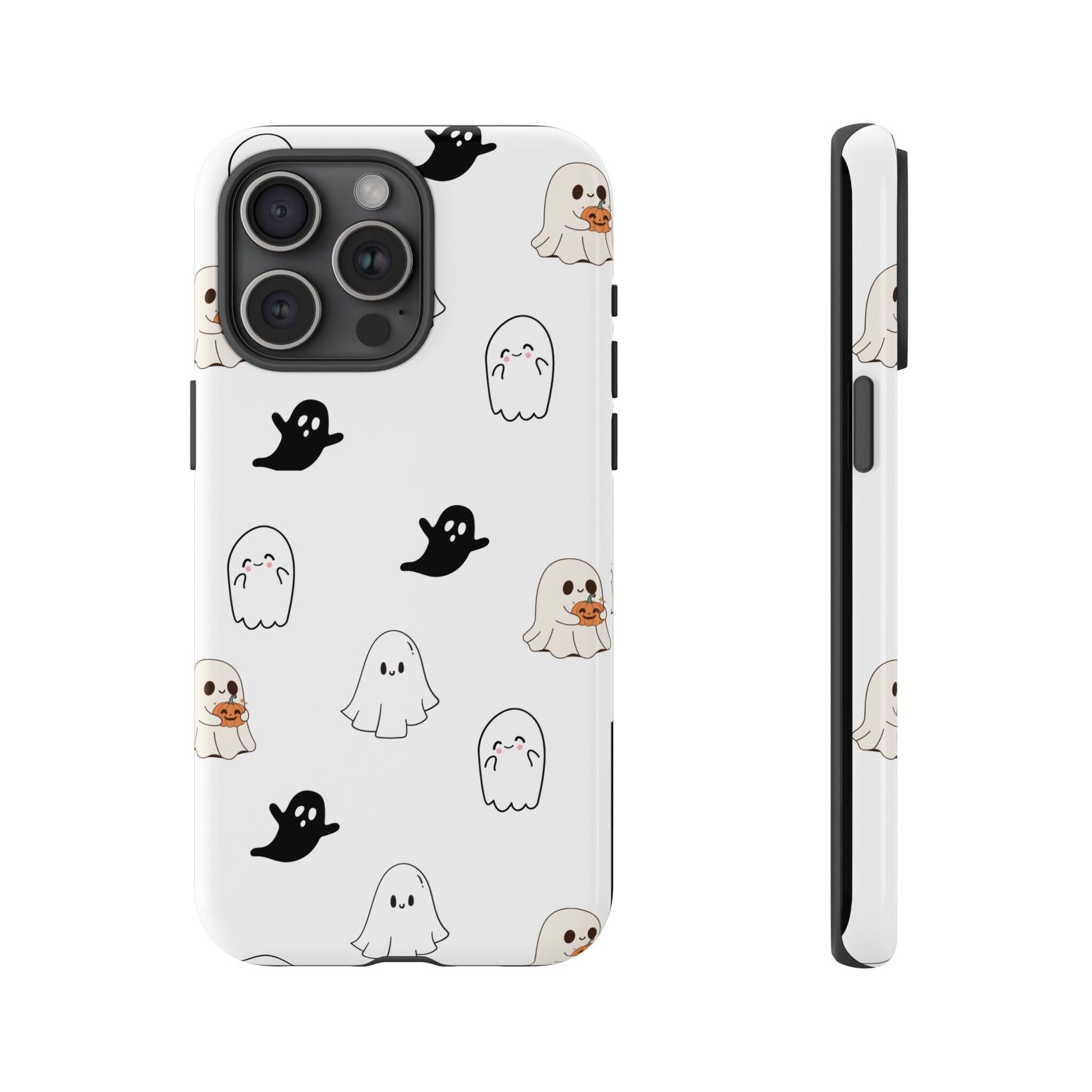 Imagine friendly, whimsical ghosts floating on the back of your device, bringing a smile to your face every time you reach for your phone. This would be a perfect gift to put in those trending boo boxes, as a gift to someone else or even yourself! Get this cute cartoon ghost phone case for your, iPhone, Samsung Galaxy, and Google Pixel devices with premium-quality.