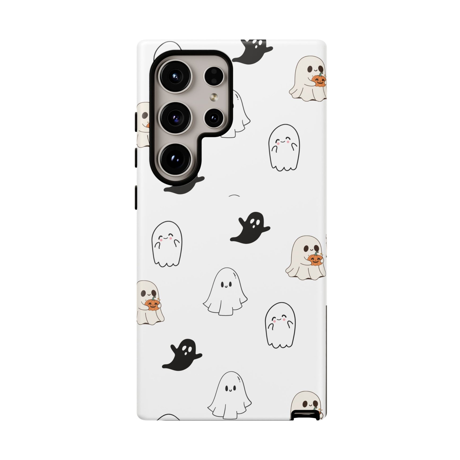 Imagine friendly, whimsical ghosts floating on the back of your device, bringing a smile to your face every time you reach for your phone. This would be a perfect gift to put in those trending boo boxes, as a gift to someone else or even yourself! Get this cute cartoon ghost phone case for your, iPhone, Samsung Galaxy, and Google Pixel devices with premium-quality.