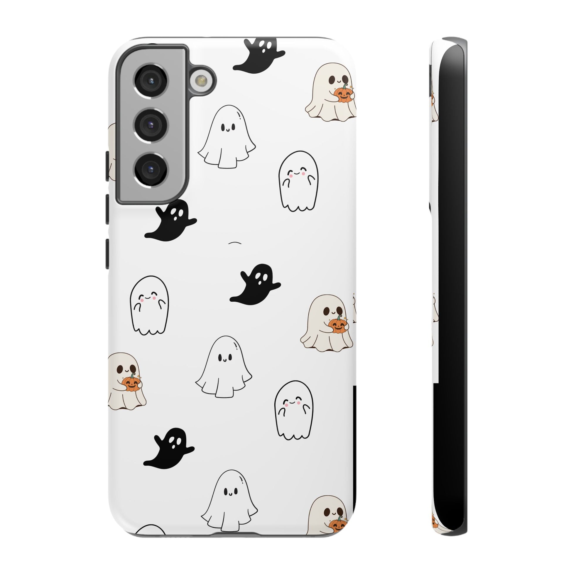 Imagine friendly, whimsical ghosts floating on the back of your device, bringing a smile to your face every time you reach for your phone. This would be a perfect gift to put in those trending boo boxes, as a gift to someone else or even yourself! Get this cute cartoon ghost phone case for your, iPhone, Samsung Galaxy, and Google Pixel devices with premium-quality.