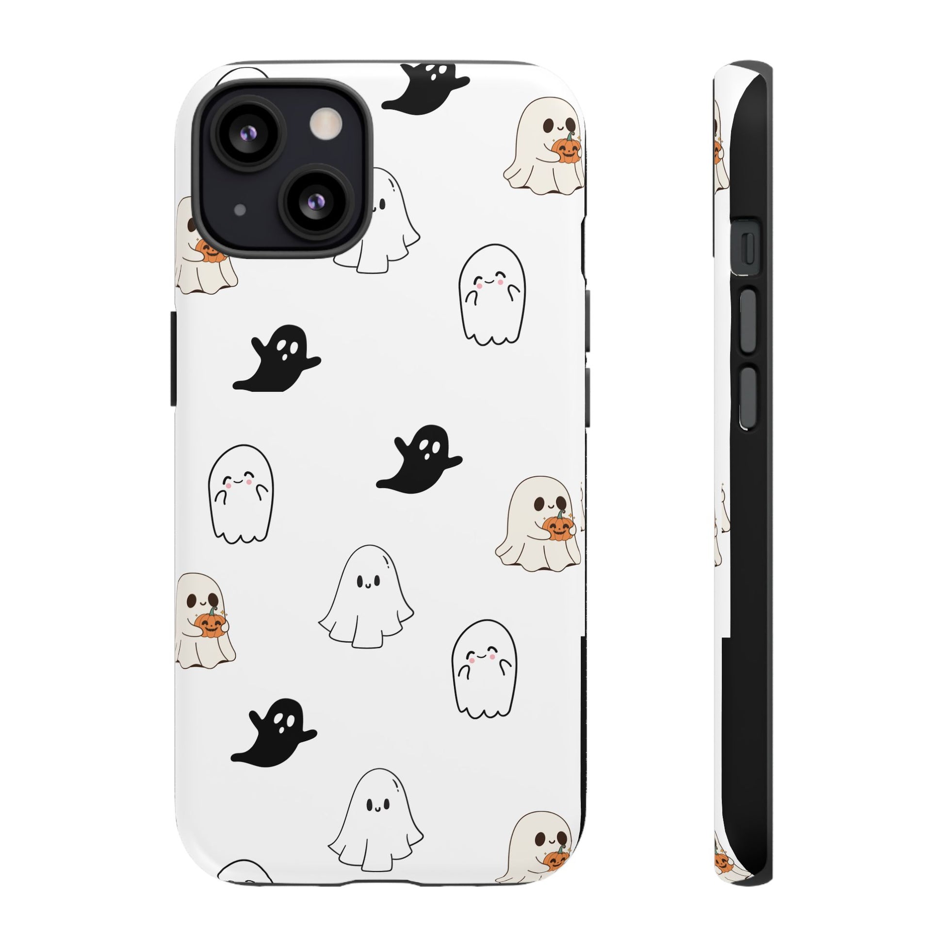 Imagine friendly, whimsical ghosts floating on the back of your device, bringing a smile to your face every time you reach for your phone. This would be a perfect gift to put in those trending boo boxes, as a gift to someone else or even yourself! Get this cute cartoon ghost phone case for your, iPhone, Samsung Galaxy, and Google Pixel devices with premium-quality.