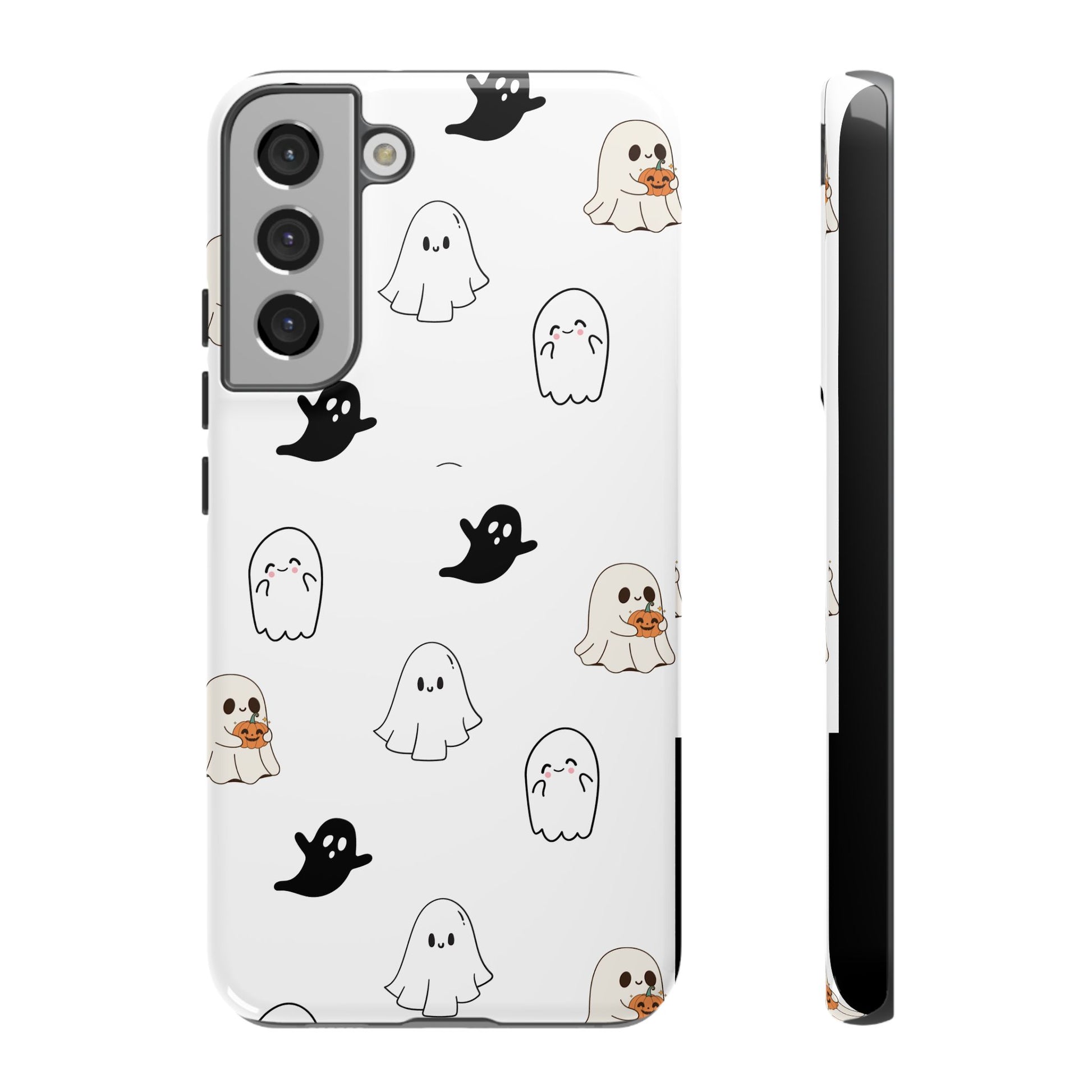 Imagine friendly, whimsical ghosts floating on the back of your device, bringing a smile to your face every time you reach for your phone. This would be a perfect gift to put in those trending boo boxes, as a gift to someone else or even yourself! Get this cute cartoon ghost phone case for your, iPhone, Samsung Galaxy, and Google Pixel devices with premium-quality.