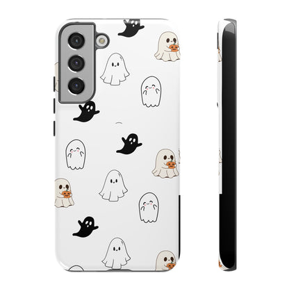 Imagine friendly, whimsical ghosts floating on the back of your device, bringing a smile to your face every time you reach for your phone. This would be a perfect gift to put in those trending boo boxes, as a gift to someone else or even yourself! Get this cute cartoon ghost phone case for your, iPhone, Samsung Galaxy, and Google Pixel devices with premium-quality.