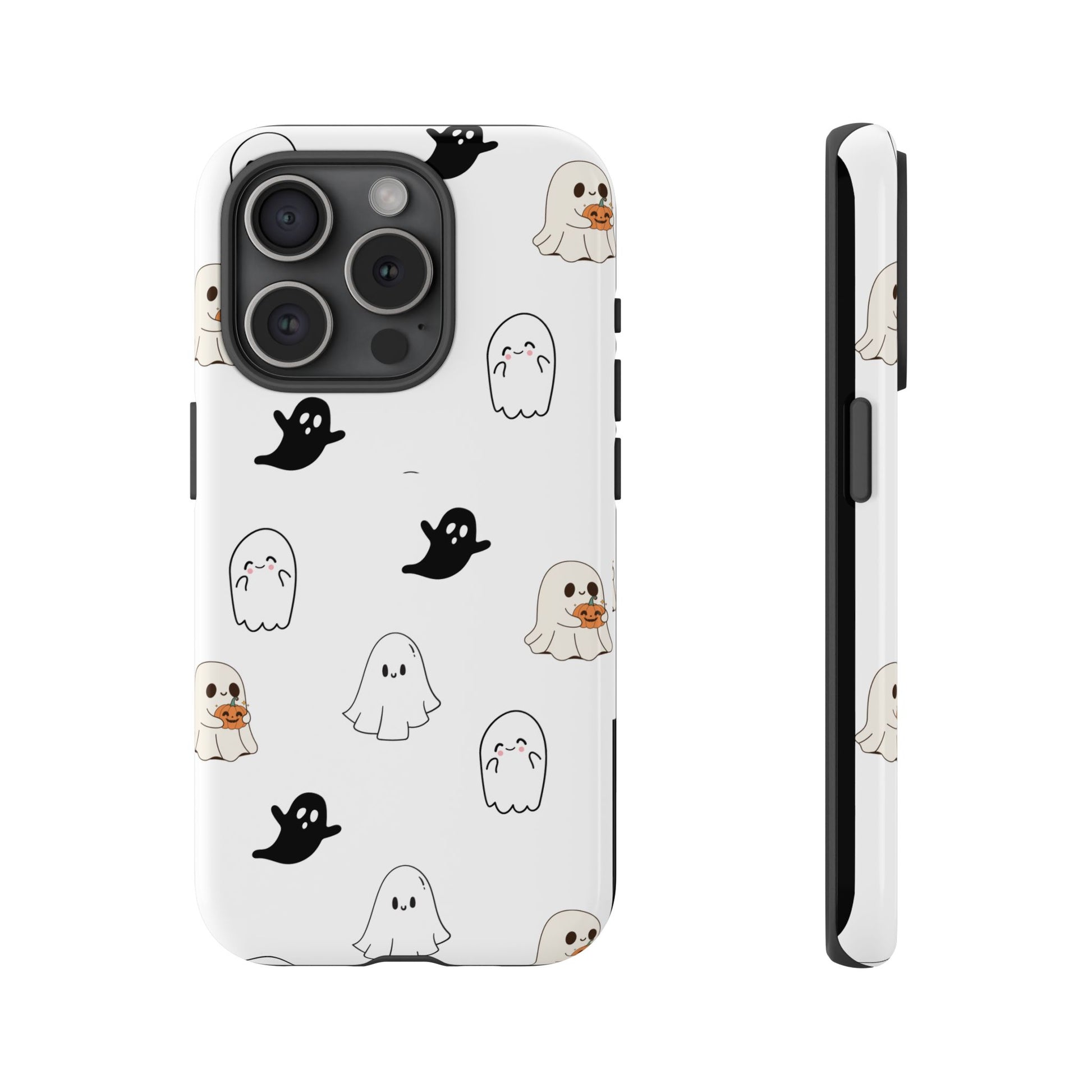 Imagine friendly, whimsical ghosts floating on the back of your device, bringing a smile to your face every time you reach for your phone. This would be a perfect gift to put in those trending boo boxes, as a gift to someone else or even yourself! Get this cute cartoon ghost phone case for your, iPhone, Samsung Galaxy, and Google Pixel devices with premium-quality.