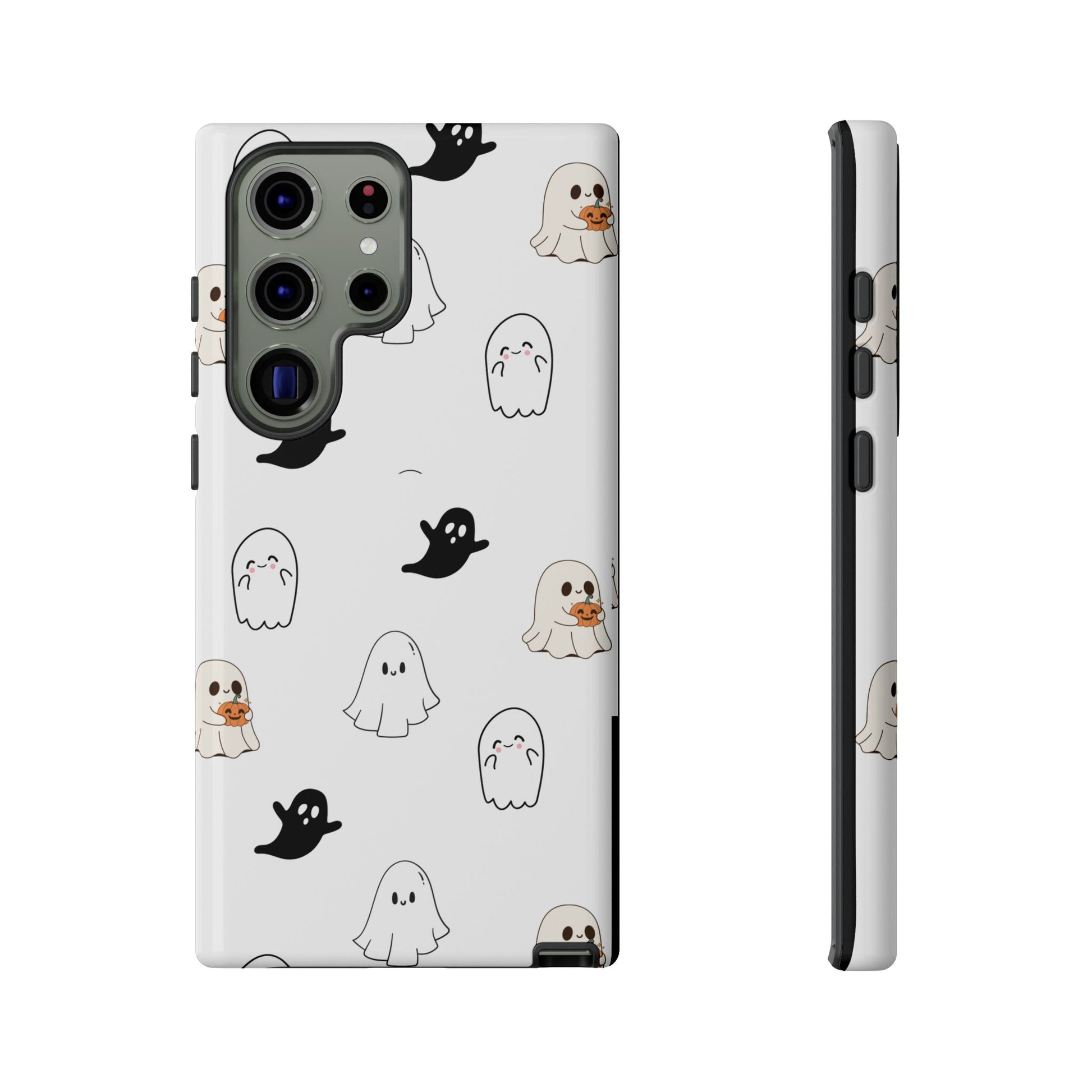 Imagine friendly, whimsical ghosts floating on the back of your device, bringing a smile to your face every time you reach for your phone. This would be a perfect gift to put in those trending boo boxes, as a gift to someone else or even yourself! Get this cute cartoon ghost phone case for your, iPhone, Samsung Galaxy, and Google Pixel devices with premium-quality.