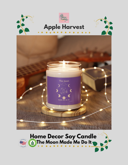 Illuminate your space with this beautiful home decor candle The Moon Made Me Do It soy candle. With a variety of aromatic scents to choose from, this eco-friendly candle is perfect for those looking to add a cozy and inviting atmosphere to their home. Ideal for those who enjoy relaxing evenings, meditation, or creating a soothing ambiance during holidays and special occasions.