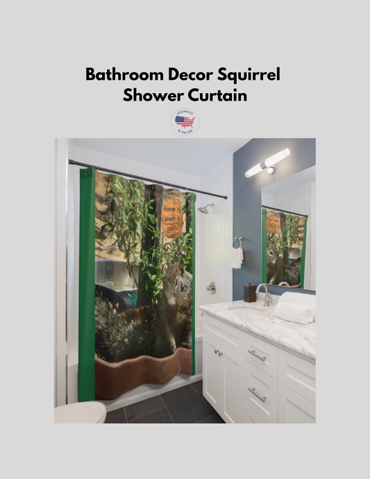 This playful bathroom decor squirrel shower curtain adds a touch of whimsy to your bathroom decor. Made of 100% Polyester, this curtain is strong, durable, and dries quickly. Perfect for adults looking to inject some fun into their daily routine. Ideal for home decor, bathroom renovations, and seasonal updates.