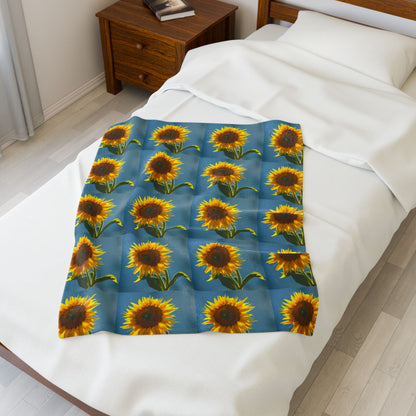 Blanket Sunflower Velvet Throw Cozy Floral Home Decor