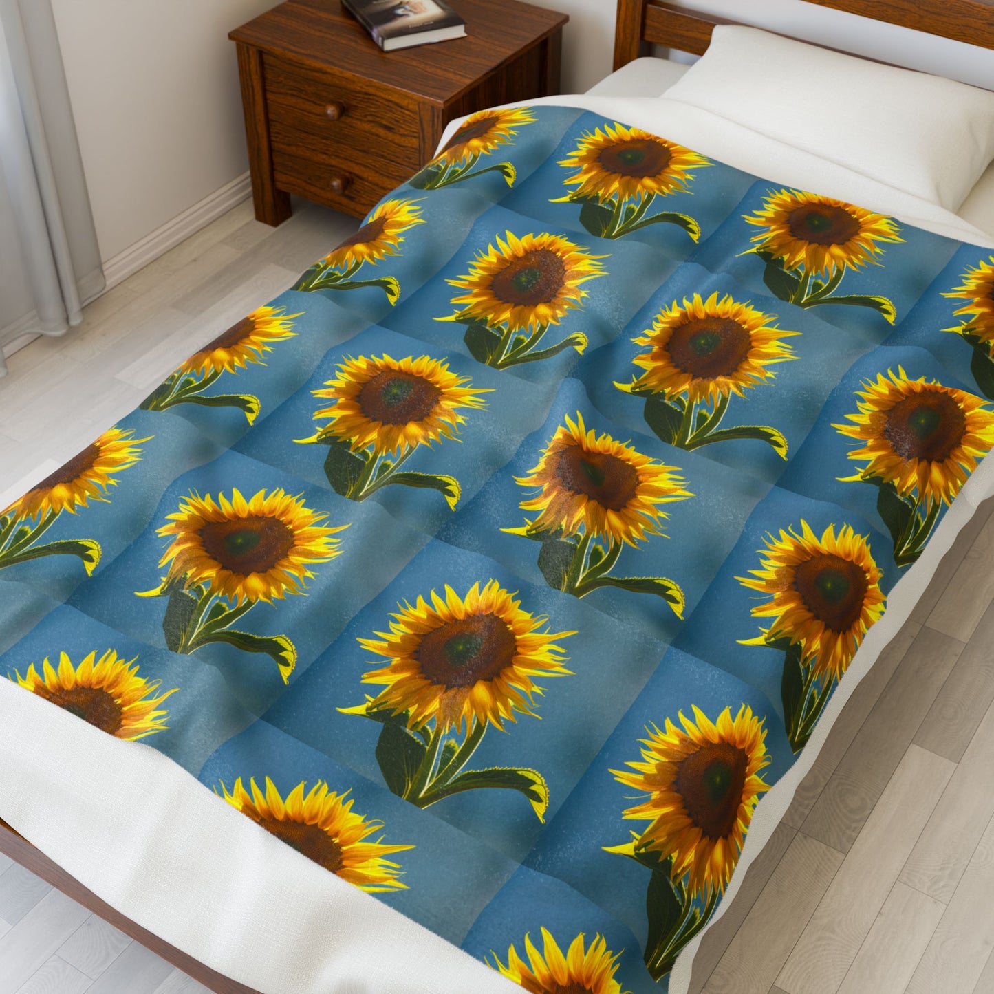 Blanket Sunflower Velvet Throw Cozy Floral Home Decor