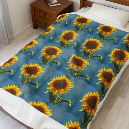 Blanket Sunflower Velvet Throw Cozy Floral Home Decor