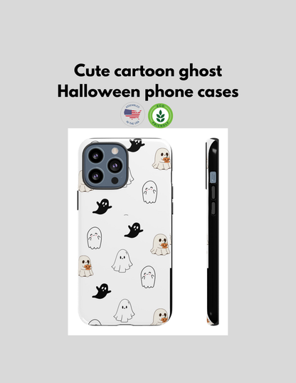 Imagine friendly, whimsical ghosts floating on the back of your device, bringing a smile to your face every time you reach for your phone. This would be a perfect gift to put in those trending boo boxes, as a gift to someone else or even yourself! Get this cute cartoon ghost phone case for your, iPhone, Samsung Galaxy, and Google Pixel devices with premium-quality.