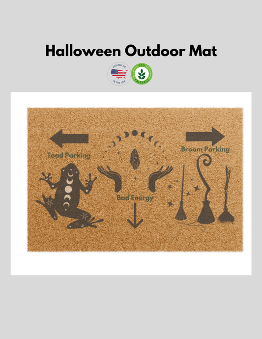 This Halloween doormat is perfect for adding a spooky touch to your entryway. Made from eco-friendly coconut fiber material with an anti-slip backing, this doormat is ideal for outdoor use and measures 24" x 16". It's a must-have for Halloween enthusiasts looking to create a festive atmosphere at their doorstep.