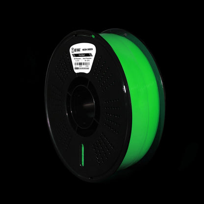 Neon green glow-in-the-dark PLA+ filament product image.